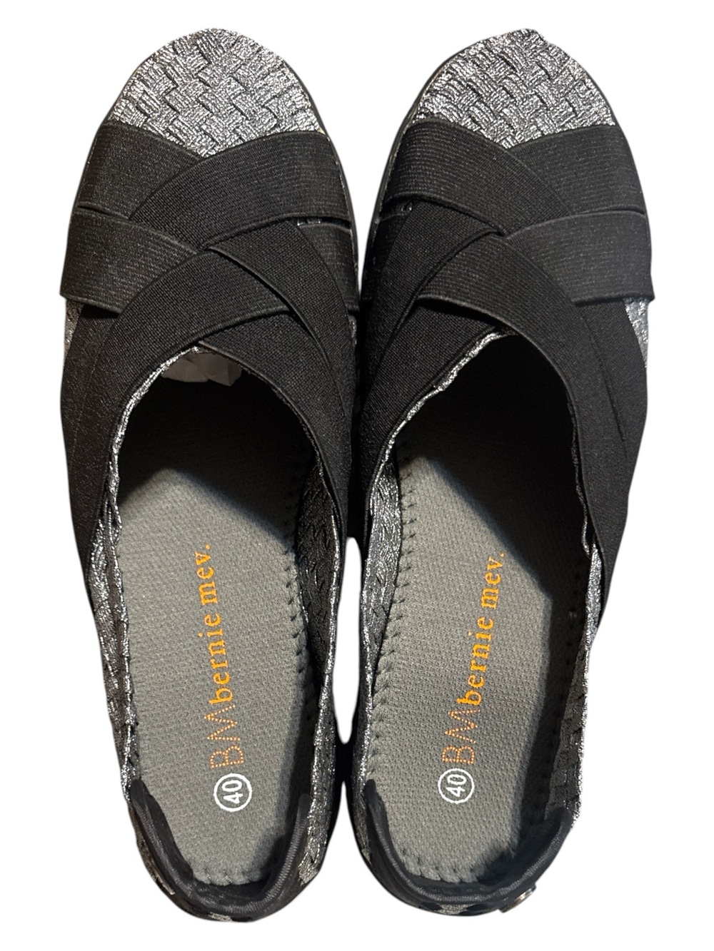 bernie mev. Black Crisscross Elastic Ballet Flats